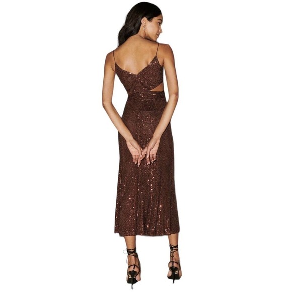 Saylor Harmonie Dress Womens Size Medium NWT $308 Brown Copper Sequin Formal - Picture 3 of 16